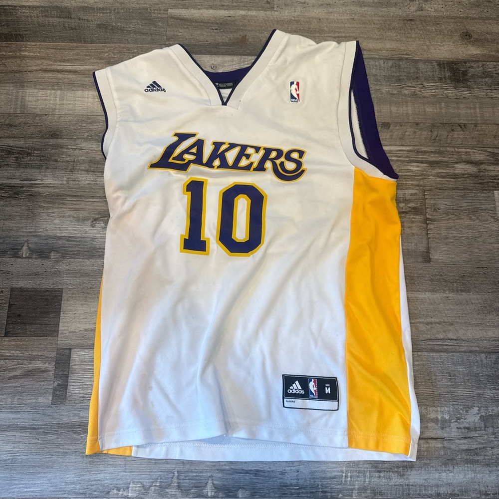 Adidas Lakers White and Yellow Basketball Jersey Steve Nash